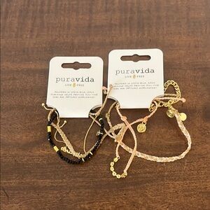 Pura Vida Gold and Black Bracelet Set